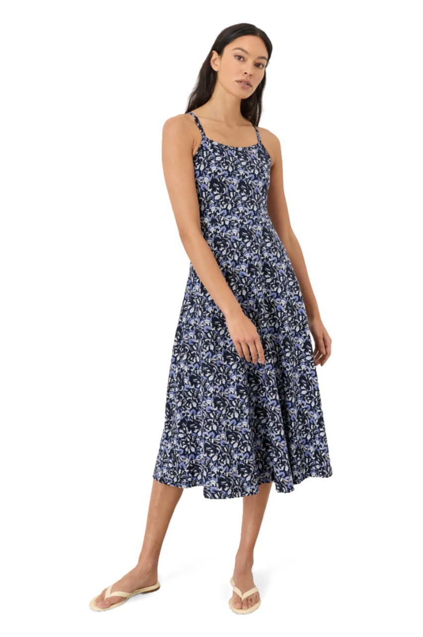 Pact Cotton Fit & Flare Dress Midi Dress Paradise Petal Blue Sz Xxl $98 {3e30}